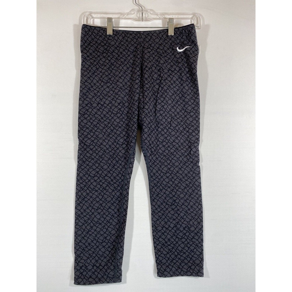 Nike Dri-FIT Women's Leggings Medium Gray Black Geometric "Run Fast"